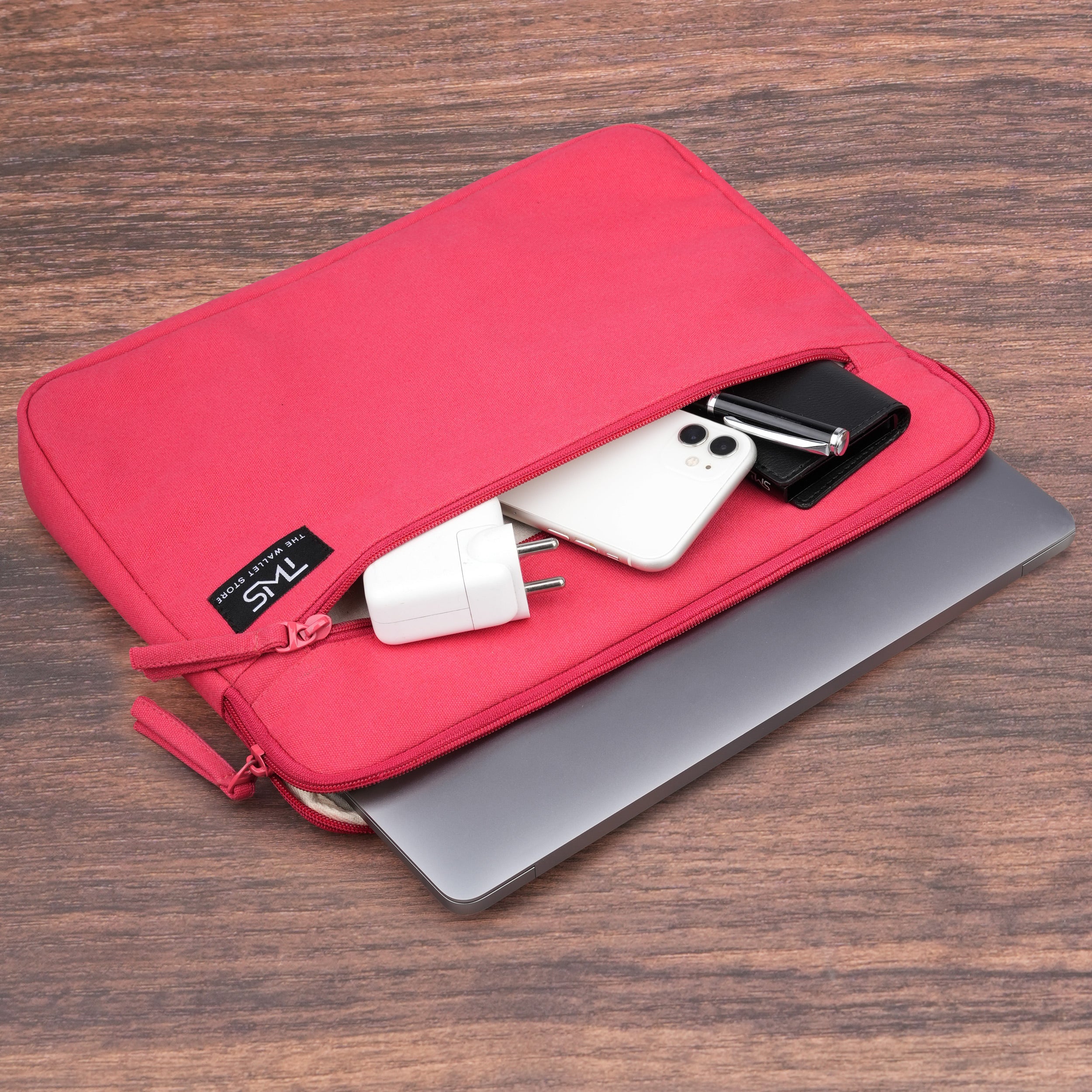 Sleek Guard Canvas Laptop Sleeve - Red