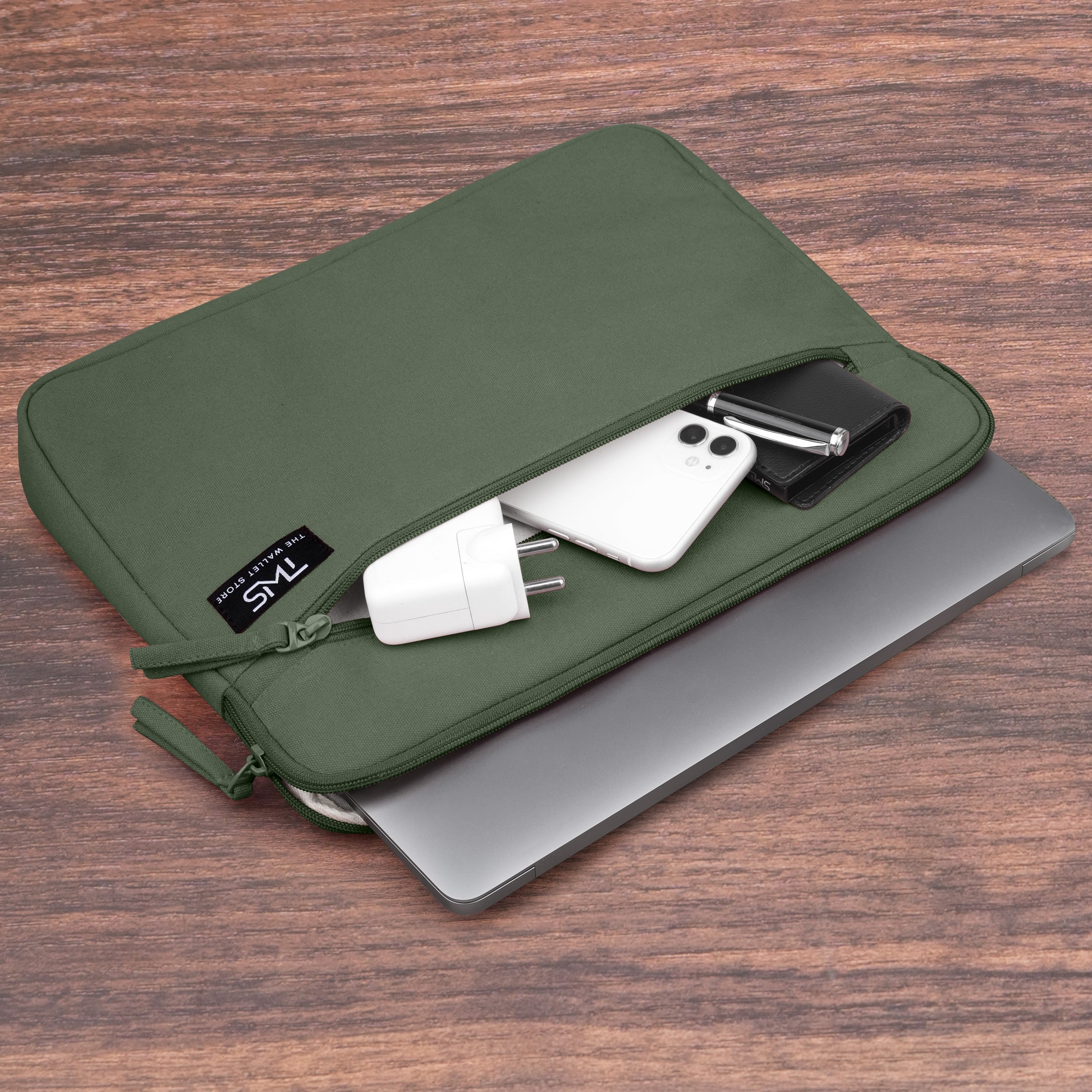 Sleek Guard Canvas Laptop Sleeve - Olive