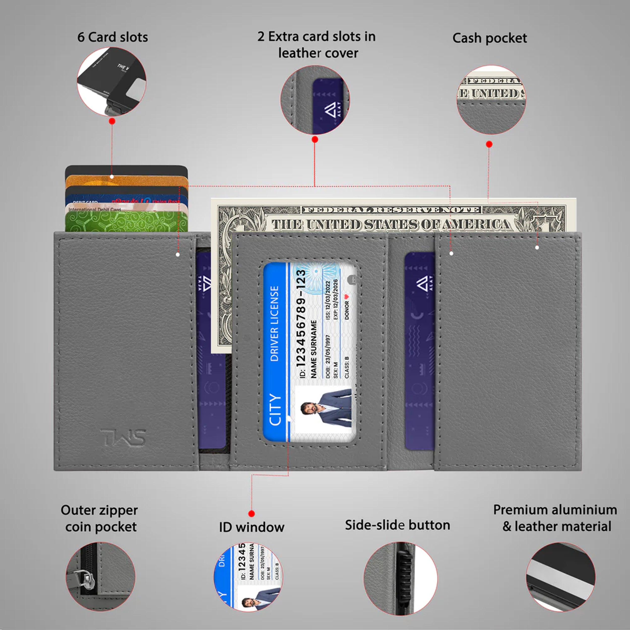 Urban Pop RFID Protection Wallet Cardholder - Grey