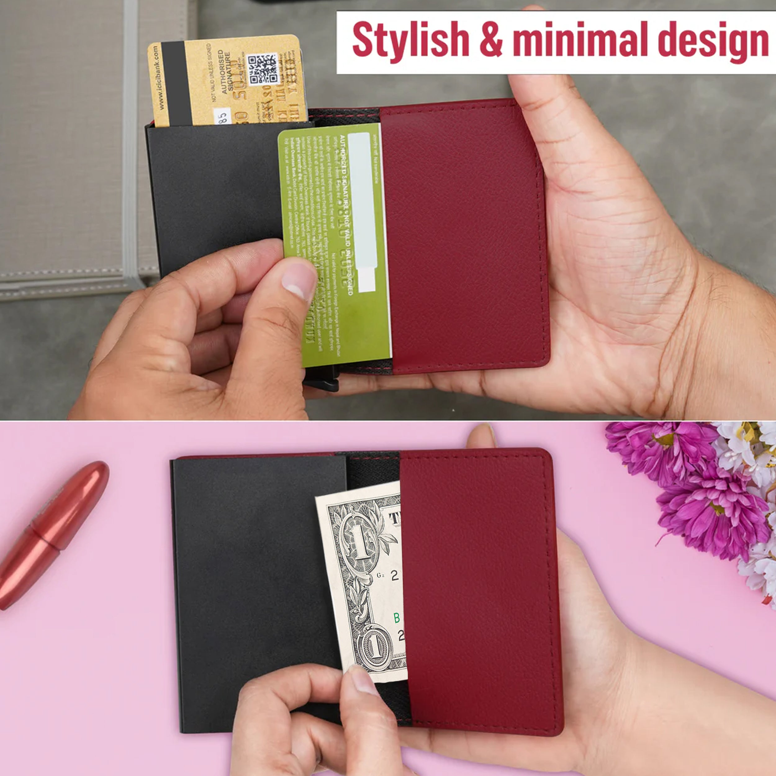 Vivid Vault RFID Protected Metal Cardholder - Maroon